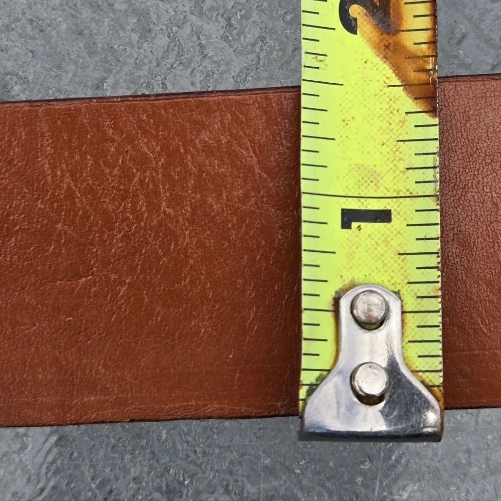 Solid Brass Tan Leather Belt with Solid Brass Buckle 42